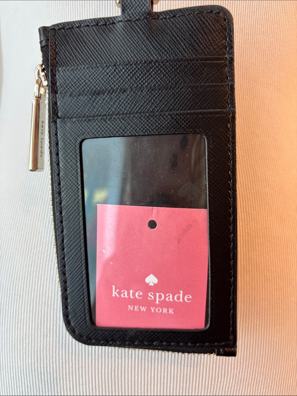 kate spade Black Saffiano Leather Lanyard Card Case with Gold Hardware - Picture 3 of 5